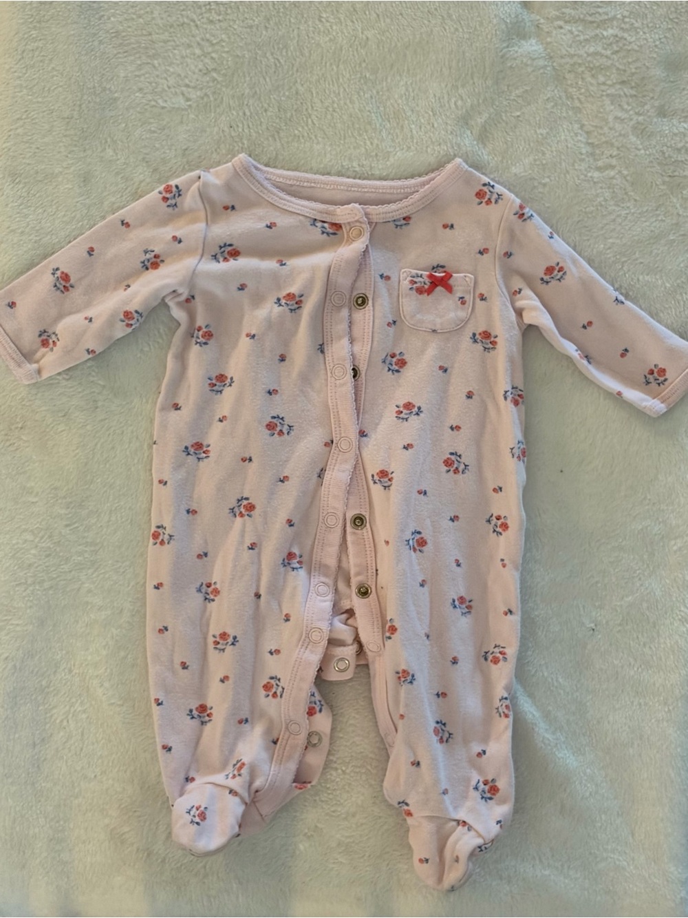 Carter's Light Pink Floral Footed One-Piece